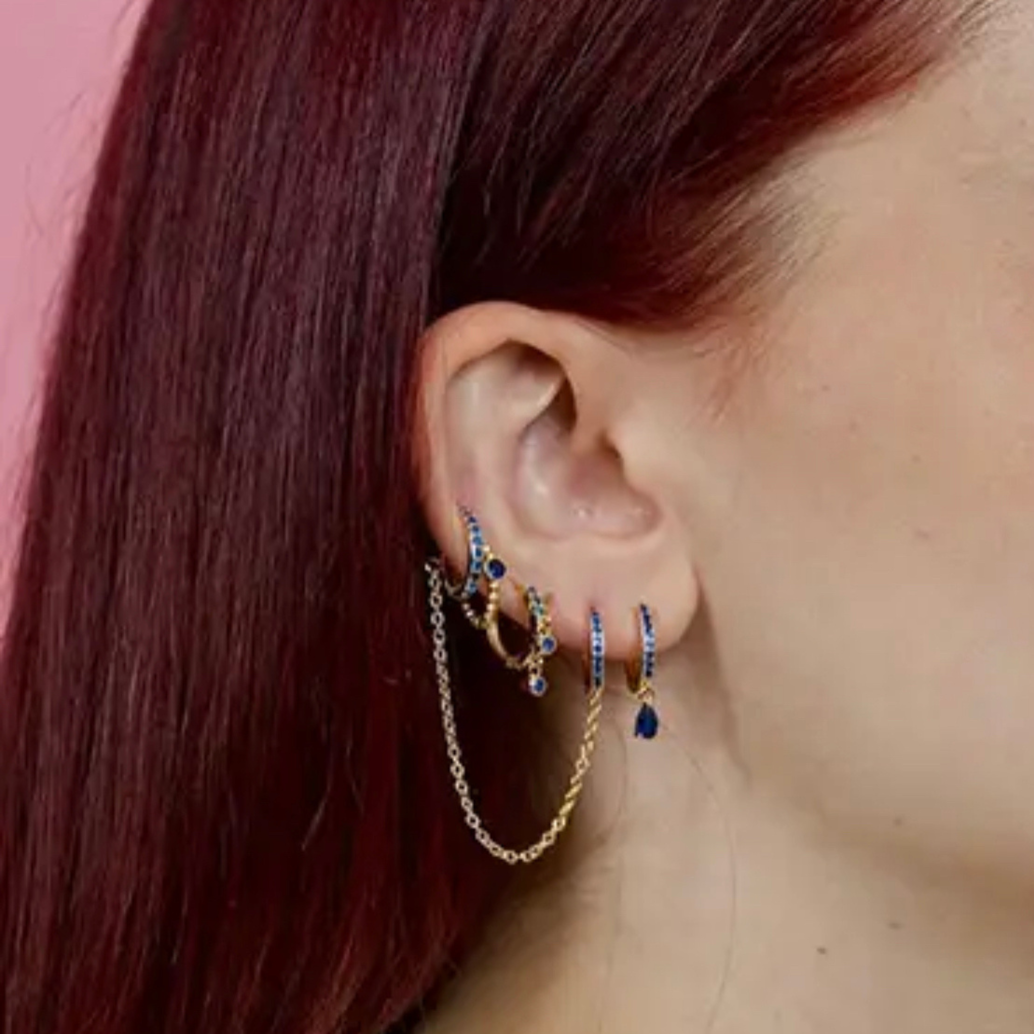 Blue 4 piece earring stack
